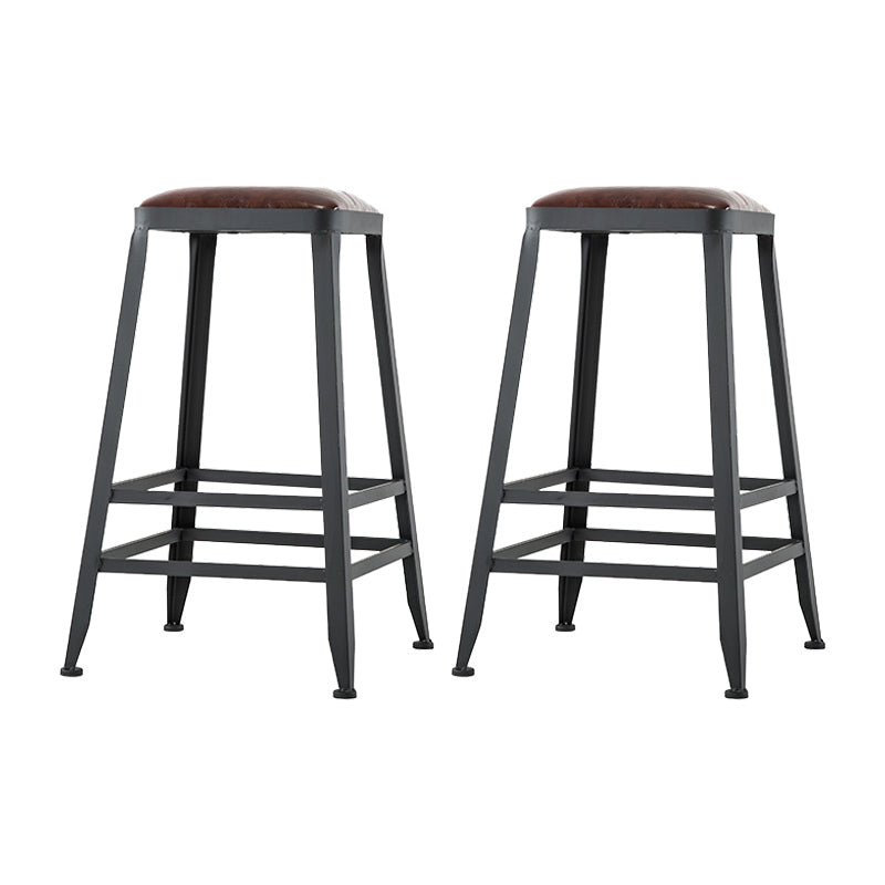 Industrial Iron Armless Footrest Stool Brown Upholstered Stool for Bristol Backless 2 Piece Set Counter Stool(26"H) Clearhalo 'Bar Furniture' 'Bar Stools' 'bar_stools' 'furn' 'furn_bar_stools' 'furniture_bar_stools' 'Kitchen & Dining Furniture' 'kitchen&dining_furn' 'kitchen' 'kitchen_furn' Furniture' 4678921