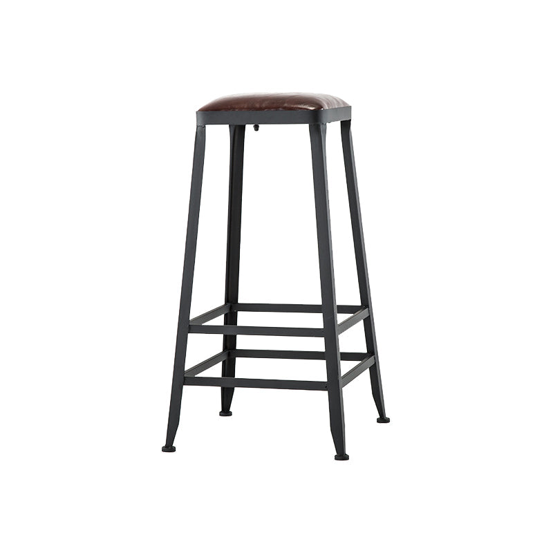 Industrial Iron Armless Footrest Stool Brown Upholstered Stool for Bristol Backless 1 Piece Bar Stool(30"H) Clearhalo 'Bar Furniture' 'Bar Stools' 'bar_stools' 'furn' 'furn_bar_stools' 'furniture_bar_stools' 'Kitchen & Dining Furniture' 'kitchen&dining_furn' 'kitchen' 'kitchen_furn' Furniture' 4678923
