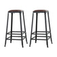 Industrial Iron Armless Footrest Stool Brown Upholstered Stool for Bristol Backless 2 Piece Set Bar Stool(30"H) Clearhalo 'Bar Furniture' 'Bar Stools' 'bar_stools' 'furn' 'furn_bar_stools' 'furniture_bar_stools' 'Kitchen & Dining Furniture' 'kitchen&dining_furn' 'kitchen' 'kitchen_furn' Furniture' 4678924
