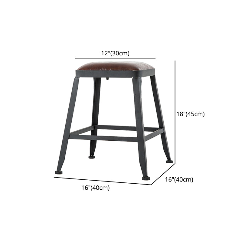 Industrial Iron Armless Footrest Stool Brown Upholstered Stool for Bristol Clearhalo 'Bar Furniture' 'Bar Stools' 'bar_stools' 'furn' 'furn_bar_stools' 'furniture_bar_stools' 'Kitchen & Dining Furniture' 'kitchen&dining_furn' 'kitchen' 'kitchen_furn' Furniture' 4678927