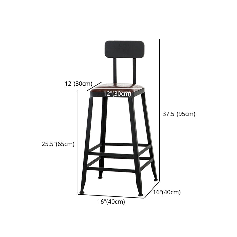 Industrial Iron Armless Footrest Stool Brown Upholstered Stool for Bristol Clearhalo 'Bar Furniture' 'Bar Stools' 'bar_stools' 'furn' 'furn_bar_stools' 'furniture_bar_stools' 'Kitchen & Dining Furniture' 'kitchen&dining_furn' 'kitchen' 'kitchen_furn' Furniture' 4678928