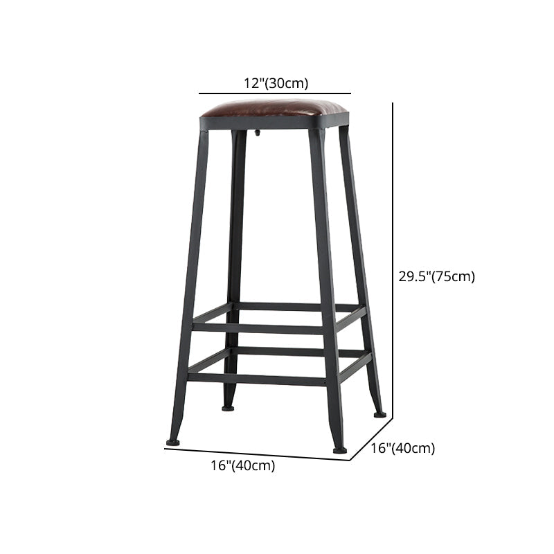 Industrial Iron Armless Footrest Stool Brown Upholstered Stool for Bristol Clearhalo 'Bar Furniture' 'Bar Stools' 'bar_stools' 'furn' 'furn_bar_stools' 'furniture_bar_stools' 'Kitchen & Dining Furniture' 'kitchen&dining_furn' 'kitchen' 'kitchen_furn' Furniture' 4678931