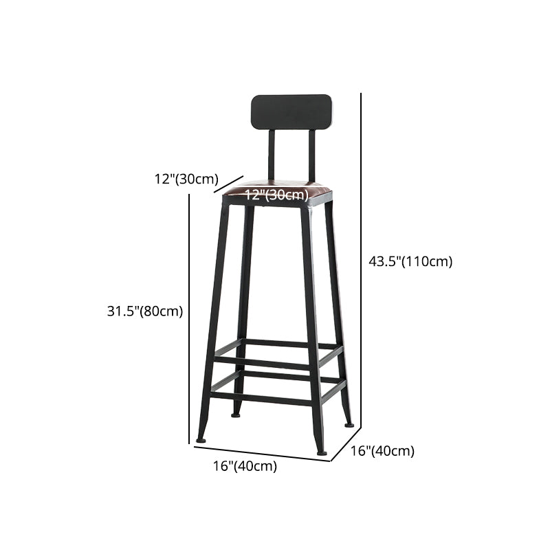 Industrial Iron Armless Footrest Stool Brown Upholstered Stool for Bristol Clearhalo 'Bar Furniture' 'Bar Stools' 'bar_stools' 'furn' 'furn_bar_stools' 'furniture_bar_stools' 'Kitchen & Dining Furniture' 'kitchen&dining_furn' 'kitchen' 'kitchen_furn' Furniture' 4678932