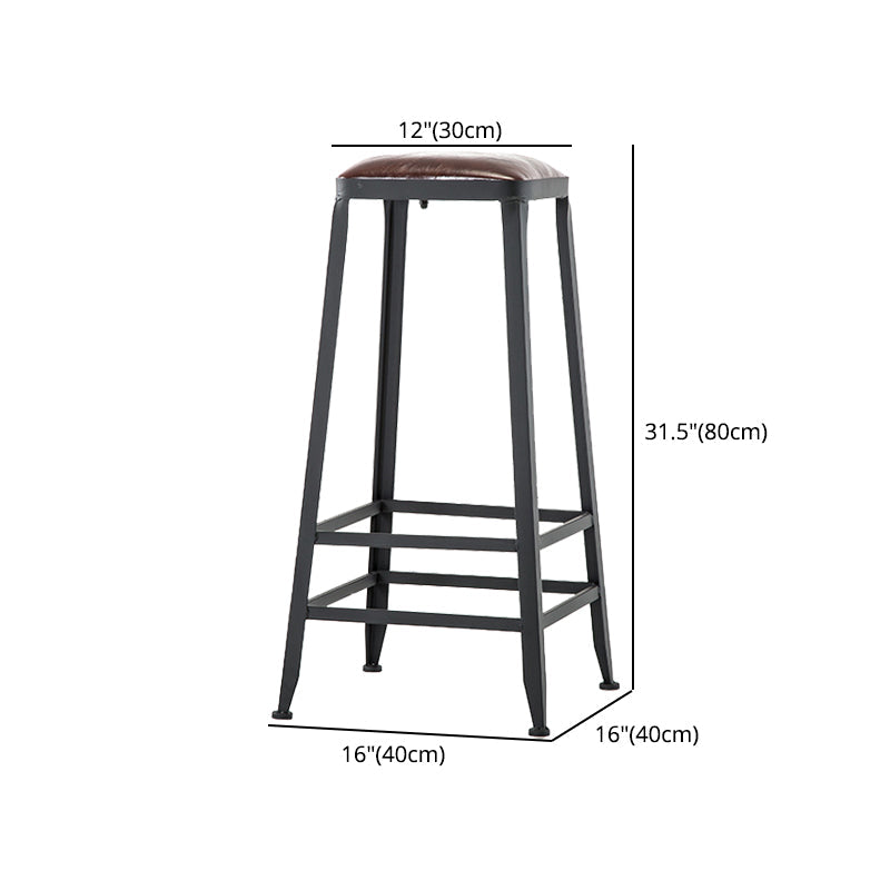 Industrial Iron Armless Footrest Stool Brown Upholstered Stool for Bristol Clearhalo 'Bar Furniture' 'Bar Stools' 'bar_stools' 'furn' 'furn_bar_stools' 'furniture_bar_stools' 'Kitchen & Dining Furniture' 'kitchen&dining_furn' 'kitchen' 'kitchen_furn' Furniture' 4678933