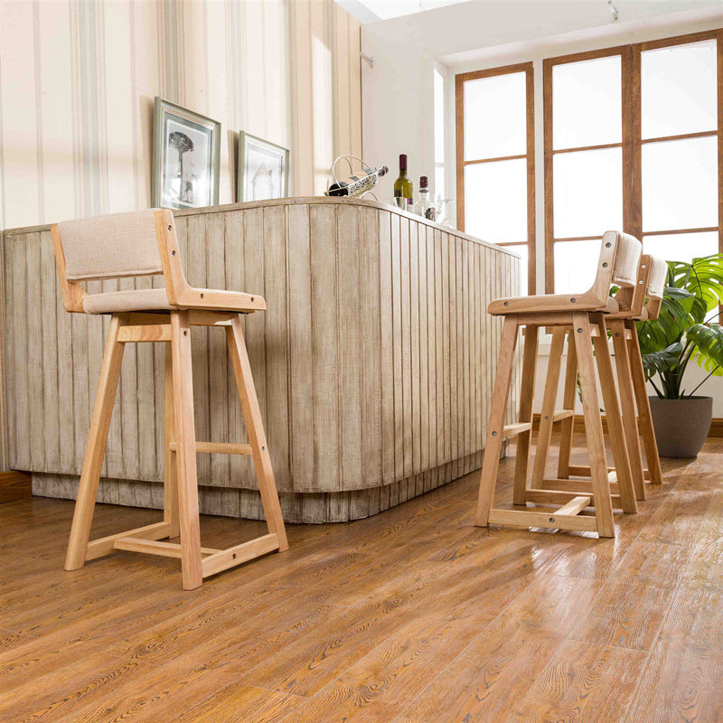 Modern Upholstered Low Back Footrest Bar Stool 29.13'' Rubberwood Stool Clearhalo 'Bar Furniture' 'Bar Stools' 'bar_stools' 'furn' 'furn_bar_stools' 'furniture_bar_stools' 'Kitchen & Dining Furniture' 'kitchen&dining_furn' 'kitchen' 'kitchen_furn' Furniture' 4679000