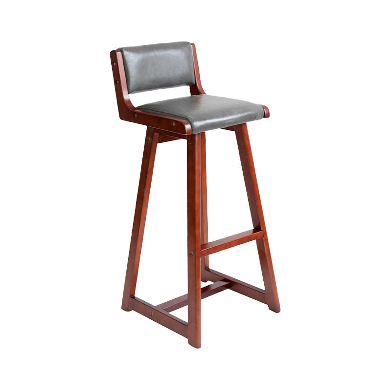 Modern Upholstered Low Back Footrest Bar Stool 29.13'' Rubberwood Stool Silver Gray Brown 1 Piece Clearhalo 'Bar Furniture' 'Bar Stools' 'bar_stools' 'furn' 'furn_bar_stools' 'furniture_bar_stools' 'Kitchen & Dining Furniture' 'kitchen&dining_furn' 'kitchen' 'kitchen_furn' Furniture' 4679001