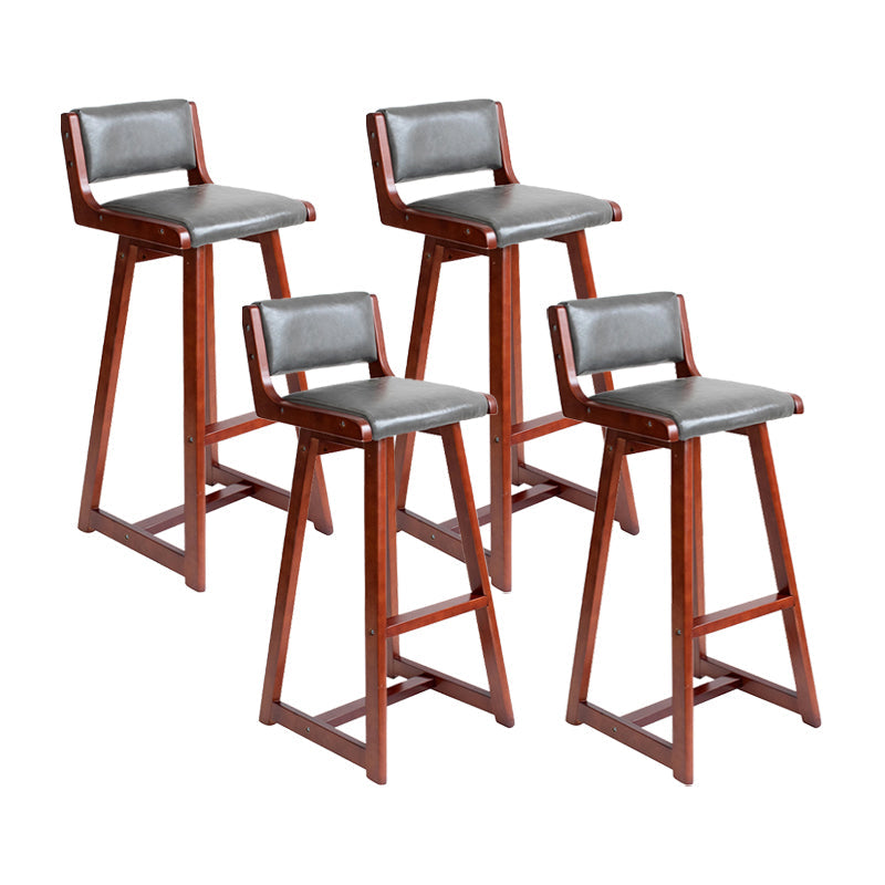 Modern Upholstered Low Back Footrest Bar Stool 29.13'' Rubberwood Stool Silver Gray Brown 4 Piece Set Clearhalo 'Bar Furniture' 'Bar Stools' 'bar_stools' 'furn' 'furn_bar_stools' 'furniture_bar_stools' 'Kitchen & Dining Furniture' 'kitchen&dining_furn' 'kitchen' 'kitchen_furn' Furniture' 4679005