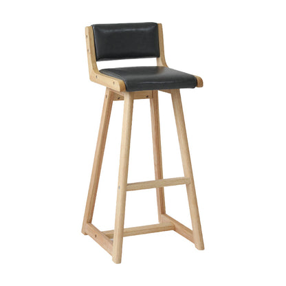 Modern Upholstered Low Back Footrest Bar Stool 29.13'' Rubberwood Stool Silver Gray Natural 1 Piece Clearhalo 'Bar Furniture' 'Bar Stools' 'bar_stools' 'furn' 'furn_bar_stools' 'furniture_bar_stools' 'Kitchen & Dining Furniture' 'kitchen&dining_furn' 'kitchen' 'kitchen_furn' Furniture' 4679006
