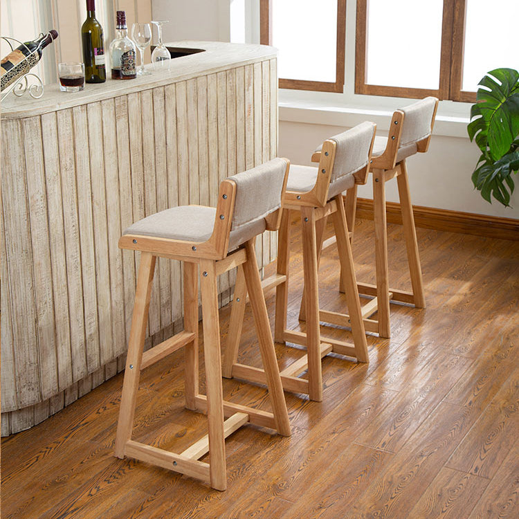 Modern Upholstered Low Back Footrest Bar Stool 29.13'' Rubberwood Stool Clearhalo 'Bar Furniture' 'Bar Stools' 'bar_stools' 'furn' 'furn_bar_stools' 'furniture_bar_stools' 'Kitchen & Dining Furniture' 'kitchen&dining_furn' 'kitchen' 'kitchen_furn' Furniture' 4679007