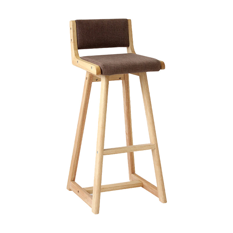 Modern Upholstered Low Back Footrest Bar Stool 29.13'' Rubberwood Stool Light Coffee Natural 1 Piece Clearhalo 'Bar Furniture' 'Bar Stools' 'bar_stools' 'furn' 'furn_bar_stools' 'furniture_bar_stools' 'Kitchen & Dining Furniture' 'kitchen&dining_furn' 'kitchen' 'kitchen_furn' Furniture' 4679008