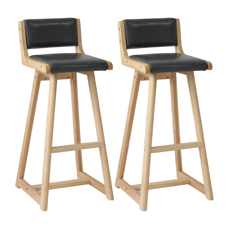 Modern Upholstered Low Back Footrest Bar Stool 29.13'' Rubberwood Stool Silver Gray Natural 2 Piece Set Clearhalo 'Bar Furniture' 'Bar Stools' 'bar_stools' 'furn' 'furn_bar_stools' 'furniture_bar_stools' 'Kitchen & Dining Furniture' 'kitchen&dining_furn' 'kitchen' 'kitchen_furn' Furniture' 4679009