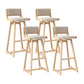 Modern Upholstered Low Back Footrest Bar Stool 29.13'' Rubberwood Stool Beige Natural 4 Piece Set Clearhalo 'Bar Furniture' 'Bar Stools' 'bar_stools' 'furn' 'furn_bar_stools' 'furniture_bar_stools' 'Kitchen & Dining Furniture' 'kitchen&dining_furn' 'kitchen' 'kitchen_furn' Furniture' 4679017