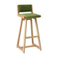 Modern Upholstered Low Back Footrest Bar Stool 29.13'' Rubberwood Stool Green Natural 1 Piece Clearhalo 'Bar Furniture' 'Bar Stools' 'bar_stools' 'furn' 'furn_bar_stools' 'furniture_bar_stools' 'Kitchen & Dining Furniture' 'kitchen&dining_furn' 'kitchen' 'kitchen_furn' Furniture' 4679018