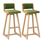 Modern Upholstered Low Back Footrest Bar Stool 29.13'' Rubberwood Stool Green Natural 2 Piece Set Clearhalo 'Bar Furniture' 'Bar Stools' 'bar_stools' 'furn' 'furn_bar_stools' 'furniture_bar_stools' 'Kitchen & Dining Furniture' 'kitchen&dining_furn' 'kitchen' 'kitchen_furn' Furniture' 4679019