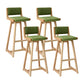 Modern Upholstered Low Back Footrest Bar Stool 29.13'' Rubberwood Stool Green Natural 4 Piece Set Clearhalo 'Bar Furniture' 'Bar Stools' 'bar_stools' 'furn' 'furn_bar_stools' 'furniture_bar_stools' 'Kitchen & Dining Furniture' 'kitchen&dining_furn' 'kitchen' 'kitchen_furn' Furniture' 4679020