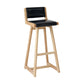 Modern Upholstered Low Back Footrest Bar Stool 29.13'' Rubberwood Stool Black Natural 1 Piece Clearhalo 'Bar Furniture' 'Bar Stools' 'bar_stools' 'furn' 'furn_bar_stools' 'furniture_bar_stools' 'Kitchen & Dining Furniture' 'kitchen&dining_furn' 'kitchen' 'kitchen_furn' Furniture' 4679024