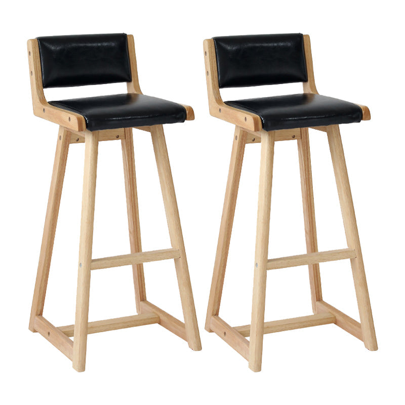Modern Upholstered Low Back Footrest Bar Stool 29.13'' Rubberwood Stool Black Natural 2 Piece Set Clearhalo 'Bar Furniture' 'Bar Stools' 'bar_stools' 'furn' 'furn_bar_stools' 'furniture_bar_stools' 'Kitchen & Dining Furniture' 'kitchen&dining_furn' 'kitchen' 'kitchen_furn' Furniture' 4679025