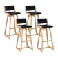Modern Upholstered Low Back Footrest Bar Stool 29.13'' Rubberwood Stool Black Natural 4 Piece Set Clearhalo 'Bar Furniture' 'Bar Stools' 'bar_stools' 'furn' 'furn_bar_stools' 'furniture_bar_stools' 'Kitchen & Dining Furniture' 'kitchen&dining_furn' 'kitchen' 'kitchen_furn' Furniture' 4679026
