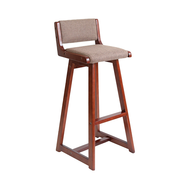 Modern Upholstered Low Back Footrest Bar Stool 29.13'' Rubberwood Stool Light Coffee Brown 1 Piece Clearhalo 'Bar Furniture' 'Bar Stools' 'bar_stools' 'furn' 'furn_bar_stools' 'furniture_bar_stools' 'Kitchen & Dining Furniture' 'kitchen&dining_furn' 'kitchen' 'kitchen_furn' Furniture' 4679027