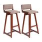 Modern Upholstered Low Back Footrest Bar Stool 29.13'' Rubberwood Stool Light Coffee Brown 2 Piece Set Clearhalo 'Bar Furniture' 'Bar Stools' 'bar_stools' 'furn' 'furn_bar_stools' 'furniture_bar_stools' 'Kitchen & Dining Furniture' 'kitchen&dining_furn' 'kitchen' 'kitchen_furn' Furniture' 4679028