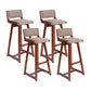 Modern Upholstered Low Back Footrest Bar Stool 29.13'' Rubberwood Stool Light Coffee Brown 4 Piece Set Clearhalo 'Bar Furniture' 'Bar Stools' 'bar_stools' 'furn' 'furn_bar_stools' 'furniture_bar_stools' 'Kitchen & Dining Furniture' 'kitchen&dining_furn' 'kitchen' 'kitchen_furn' Furniture' 4679029