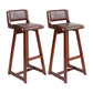 Modern Upholstered Low Back Footrest Bar Stool 29.13'' Rubberwood Stool Coffee Brown 2 Piece Set Clearhalo 'Bar Furniture' 'Bar Stools' 'bar_stools' 'furn' 'furn_bar_stools' 'furniture_bar_stools' 'Kitchen & Dining Furniture' 'kitchen&dining_furn' 'kitchen' 'kitchen_furn' Furniture' 4679034
