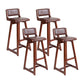 Modern Upholstered Low Back Footrest Bar Stool 29.13'' Rubberwood Stool Coffee Brown 4 Piece Set Clearhalo 'Bar Furniture' 'Bar Stools' 'bar_stools' 'furn' 'furn_bar_stools' 'furniture_bar_stools' 'Kitchen & Dining Furniture' 'kitchen&dining_furn' 'kitchen' 'kitchen_furn' Furniture' 4679035