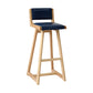 Modern Upholstered Low Back Footrest Bar Stool 29.13'' Rubberwood Stool Blue Natural 1 Piece Clearhalo 'Bar Furniture' 'Bar Stools' 'bar_stools' 'furn' 'furn_bar_stools' 'furniture_bar_stools' 'Kitchen & Dining Furniture' 'kitchen&dining_furn' 'kitchen' 'kitchen_furn' Furniture' 4679036