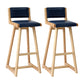 Modern Upholstered Low Back Footrest Bar Stool 29.13'' Rubberwood Stool Blue Natural 2 Piece Set Clearhalo 'Bar Furniture' 'Bar Stools' 'bar_stools' 'furn' 'furn_bar_stools' 'furniture_bar_stools' 'Kitchen & Dining Furniture' 'kitchen&dining_furn' 'kitchen' 'kitchen_furn' Furniture' 4679037