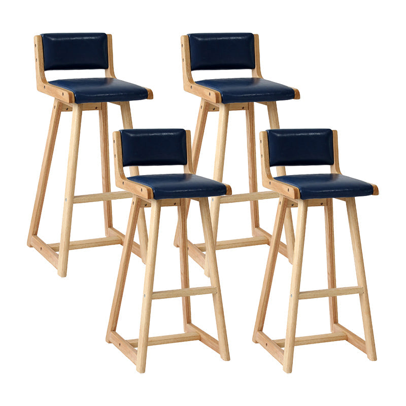 Modern Upholstered Low Back Footrest Bar Stool 29.13'' Rubberwood Stool Blue Natural 4 Piece Set Clearhalo 'Bar Furniture' 'Bar Stools' 'bar_stools' 'furn' 'furn_bar_stools' 'furniture_bar_stools' 'Kitchen & Dining Furniture' 'kitchen&dining_furn' 'kitchen' 'kitchen_furn' Furniture' 4679038