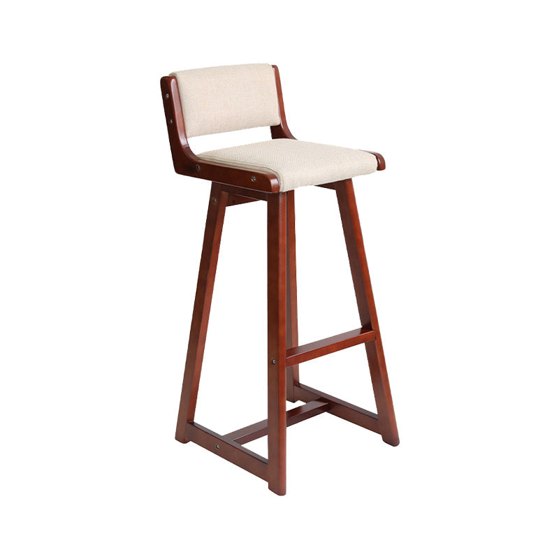 Modern Upholstered Low Back Footrest Bar Stool 29.13'' Rubberwood Stool Beige Brown 1 Piece Clearhalo 'Bar Furniture' 'Bar Stools' 'bar_stools' 'furn' 'furn_bar_stools' 'furniture_bar_stools' 'Kitchen & Dining Furniture' 'kitchen&dining_furn' 'kitchen' 'kitchen_furn' Furniture' 4679039
