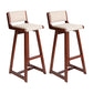 Modern Upholstered Low Back Footrest Bar Stool 29.13'' Rubberwood Stool Beige Brown 2 Piece Set Clearhalo 'Bar Furniture' 'Bar Stools' 'bar_stools' 'furn' 'furn_bar_stools' 'furniture_bar_stools' 'Kitchen & Dining Furniture' 'kitchen&dining_furn' 'kitchen' 'kitchen_furn' Furniture' 4679040