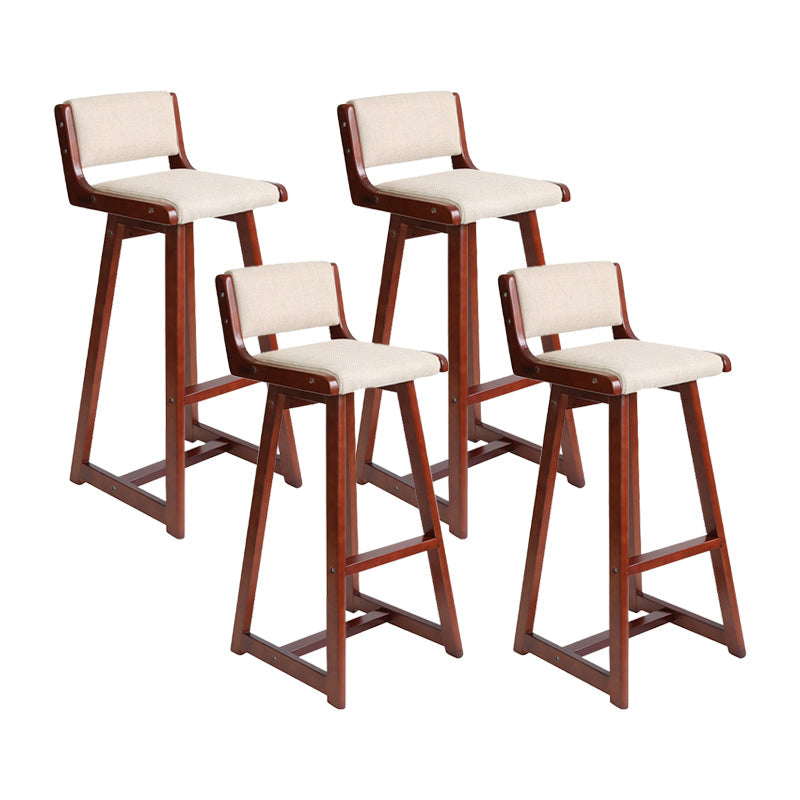 Modern Upholstered Low Back Footrest Bar Stool 29.13'' Rubberwood Stool Beige Brown 4 Piece Set Clearhalo 'Bar Furniture' 'Bar Stools' 'bar_stools' 'furn' 'furn_bar_stools' 'furniture_bar_stools' 'Kitchen & Dining Furniture' 'kitchen&dining_furn' 'kitchen' 'kitchen_furn' Furniture' 4679041