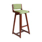 Modern Upholstered Low Back Footrest Bar Stool 29.13'' Rubberwood Stool Green Brown 1 Piece Clearhalo 'Bar Furniture' 'Bar Stools' 'bar_stools' 'furn' 'furn_bar_stools' 'furniture_bar_stools' 'Kitchen & Dining Furniture' 'kitchen&dining_furn' 'kitchen' 'kitchen_furn' Furniture' 4679042