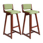Modern Upholstered Low Back Footrest Bar Stool 29.13'' Rubberwood Stool Green Brown 2 Piece Set Clearhalo 'Bar Furniture' 'Bar Stools' 'bar_stools' 'furn' 'furn_bar_stools' 'furniture_bar_stools' 'Kitchen & Dining Furniture' 'kitchen&dining_furn' 'kitchen' 'kitchen_furn' Furniture' 4679043