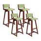 Modern Upholstered Low Back Footrest Bar Stool 29.13'' Rubberwood Stool Green Brown 4 Piece Set Clearhalo 'Bar Furniture' 'Bar Stools' 'bar_stools' 'furn' 'furn_bar_stools' 'furniture_bar_stools' 'Kitchen & Dining Furniture' 'kitchen&dining_furn' 'kitchen' 'kitchen_furn' Furniture' 4679044