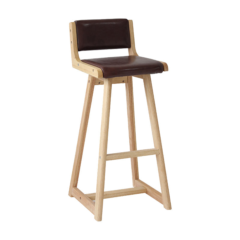 Modern Upholstered Low Back Footrest Bar Stool 29.13'' Rubberwood Stool Coffee Natural 1 Piece Clearhalo 'Bar Furniture' 'Bar Stools' 'bar_stools' 'furn' 'furn_bar_stools' 'furniture_bar_stools' 'Kitchen & Dining Furniture' 'kitchen&dining_furn' 'kitchen' 'kitchen_furn' Furniture' 4679045