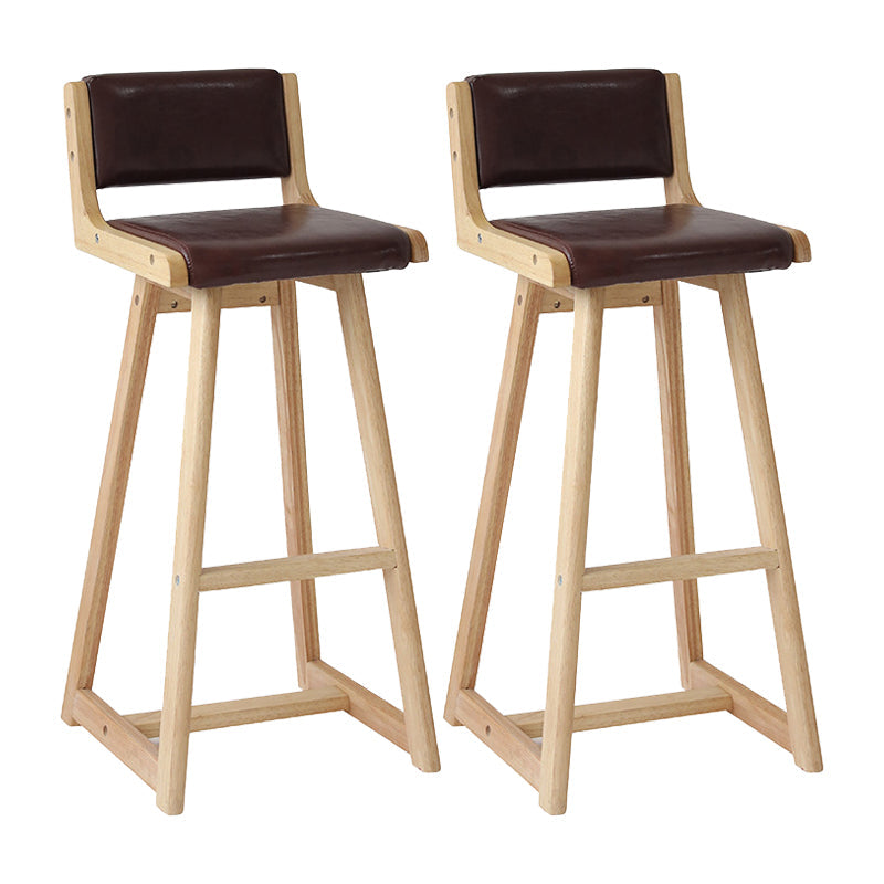 Modern Upholstered Low Back Footrest Bar Stool 29.13'' Rubberwood Stool Coffee Natural 2 Piece Set Clearhalo 'Bar Furniture' 'Bar Stools' 'bar_stools' 'furn' 'furn_bar_stools' 'furniture_bar_stools' 'Kitchen & Dining Furniture' 'kitchen&dining_furn' 'kitchen' 'kitchen_furn' Furniture' 4679046