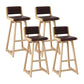 Modern Upholstered Low Back Footrest Bar Stool 29.13'' Rubberwood Stool Coffee Natural 4 Piece Set Clearhalo 'Bar Furniture' 'Bar Stools' 'bar_stools' 'furn' 'furn_bar_stools' 'furniture_bar_stools' 'Kitchen & Dining Furniture' 'kitchen&dining_furn' 'kitchen' 'kitchen_furn' Furniture' 4679047