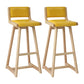 Modern Upholstered Low Back Footrest Bar Stool 29.13'' Rubberwood Stool Yellow Natural 2 Piece Set Clearhalo 'Bar Furniture' 'Bar Stools' 'bar_stools' 'furn' 'furn_bar_stools' 'furniture_bar_stools' 'Kitchen & Dining Furniture' 'kitchen&dining_furn' 'kitchen' 'kitchen_furn' Furniture' 4679049