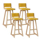Modern Upholstered Low Back Footrest Bar Stool 29.13'' Rubberwood Stool Yellow Natural 4 Piece Set Clearhalo 'Bar Furniture' 'Bar Stools' 'bar_stools' 'furn' 'furn_bar_stools' 'furniture_bar_stools' 'Kitchen & Dining Furniture' 'kitchen&dining_furn' 'kitchen' 'kitchen_furn' Furniture' 4679050