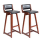 Modern Upholstered Low Back Footrest Bar Stool 29.13'' Rubberwood Stool Black Brown 2 Piece Set Clearhalo 'Bar Furniture' 'Bar Stools' 'bar_stools' 'furn' 'furn_bar_stools' 'furniture_bar_stools' 'Kitchen & Dining Furniture' 'kitchen&dining_furn' 'kitchen' 'kitchen_furn' Furniture' 4679052
