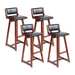 Modern Upholstered Low Back Footrest Bar Stool 29.13'' Rubberwood Stool Black Brown 4 Piece Set Clearhalo 'Bar Furniture' 'Bar Stools' 'bar_stools' 'furn' 'furn_bar_stools' 'furniture_bar_stools' 'Kitchen & Dining Furniture' 'kitchen&dining_furn' 'kitchen' 'kitchen_furn' Furniture' 4679053