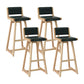 Modern Upholstered Low Back Footrest Bar Stool 29.13'' Rubberwood Stool Army Green Natural 4 Piece Set Clearhalo 'Bar Furniture' 'Bar Stools' 'bar_stools' 'furn' 'furn_bar_stools' 'furniture_bar_stools' 'Kitchen & Dining Furniture' 'kitchen&dining_furn' 'kitchen' 'kitchen_furn' Furniture' 4679056