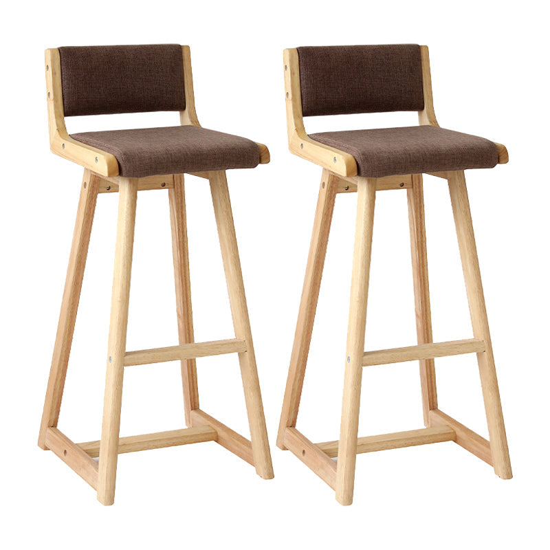 Modern Upholstered Low Back Footrest Bar Stool 29.13'' Rubberwood Stool Light Coffee Natural 2 Piece Set Clearhalo 'Bar Furniture' 'Bar Stools' 'bar_stools' 'furn' 'furn_bar_stools' 'furniture_bar_stools' 'Kitchen & Dining Furniture' 'kitchen&dining_furn' 'kitchen' 'kitchen_furn' Furniture' 4679057