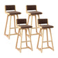 Modern Upholstered Low Back Footrest Bar Stool 29.13'' Rubberwood Stool Light Coffee Natural 4 Piece Set Clearhalo 'Bar Furniture' 'Bar Stools' 'bar_stools' 'furn' 'furn_bar_stools' 'furniture_bar_stools' 'Kitchen & Dining Furniture' 'kitchen&dining_furn' 'kitchen' 'kitchen_furn' Furniture' 4679058
