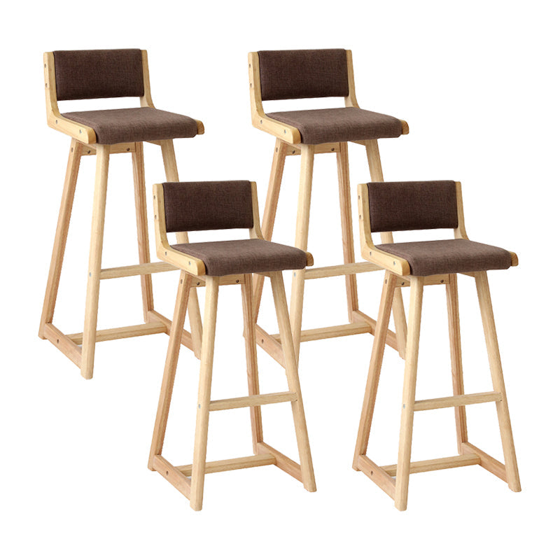 Modern Upholstered Low Back Footrest Bar Stool 29.13'' Rubberwood Stool Light Coffee Natural 4 Piece Set Clearhalo 'Bar Furniture' 'Bar Stools' 'bar_stools' 'furn' 'furn_bar_stools' 'furniture_bar_stools' 'Kitchen & Dining Furniture' 'kitchen&dining_furn' 'kitchen' 'kitchen_furn' Furniture' 4679058