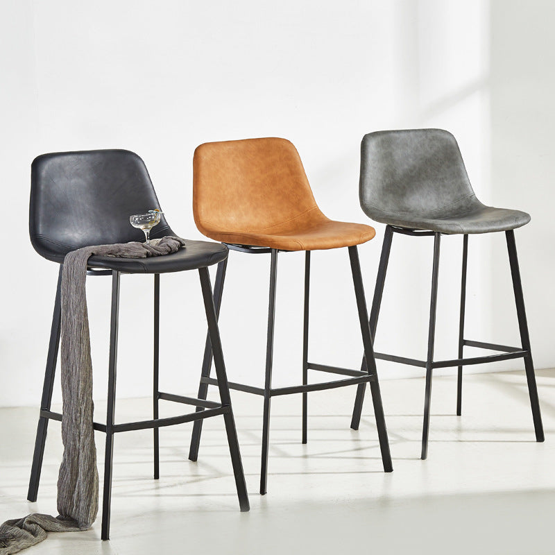 Industrial Bar and Counter Stool Low Back Stool with 4 Legs in Black Clearhalo 'Bar Furniture' 'Bar Stools' 'bar_stools' 'furn' 'furn_bar_stools' 'furniture_bar_stools' 'Kitchen & Dining Furniture' 'kitchen&dining_furn' 'kitchen' 'kitchen_furn' Furniture' 4679060