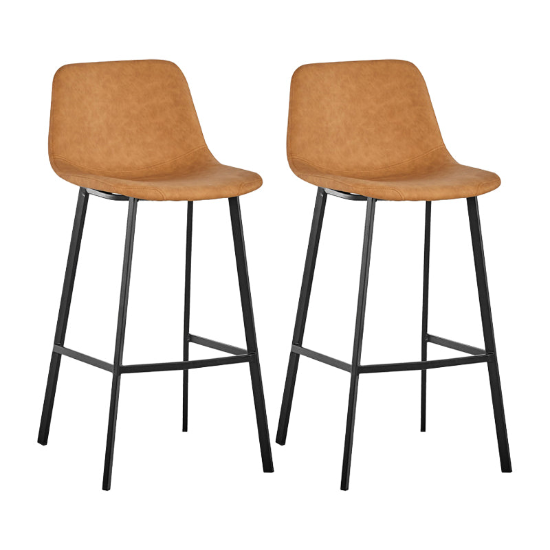 Industrial Bar and Counter Stool Low Back Stool with 4 Legs in Black Brown 2 Piece Set Clearhalo 'Bar Furniture' 'Bar Stools' 'bar_stools' 'furn' 'furn_bar_stools' 'furniture_bar_stools' 'Kitchen & Dining Furniture' 'kitchen&dining_furn' 'kitchen' 'kitchen_furn' Furniture' 4679064