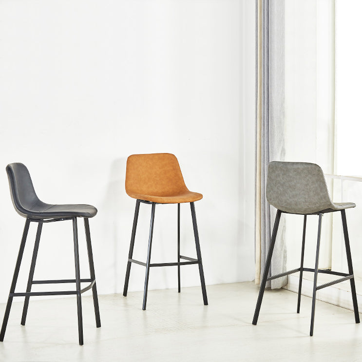 Industrial Bar and Counter Stool Low Back Stool with 4 Legs in Black Clearhalo 'Bar Furniture' 'Bar Stools' 'bar_stools' 'furn' 'furn_bar_stools' 'furniture_bar_stools' 'Kitchen & Dining Furniture' 'kitchen&dining_furn' 'kitchen' 'kitchen_furn' Furniture' 4679075